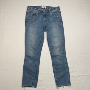 PAIGE Blue Ankle Jeans size 27 skyline skinny crop distressed stretchy raw hem